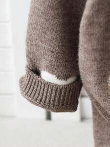 SHEIN Playful Pals Baby Boys' Camel Bear Jacquard Knit Sweater Set, Soft & Thick Fabric, Suitable For Casual Wear, Autumn/Winter Fall