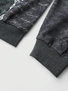 ROMWE MEN Goth Áo hoodie nam thời trang phối màu tương phản - màu đen - Xem 8