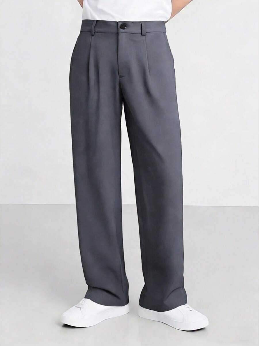 Claim Dot Men Suit Pants Mens Pleated Suit Pants - Grey - View 1