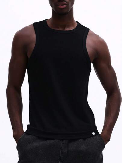 SUMWON Classic Crew Neck Sleeveless Tank Essential Basic Top For Everyday Casual Wear Summer Spring Solid Cotton Blend Tank Top Regular Fit