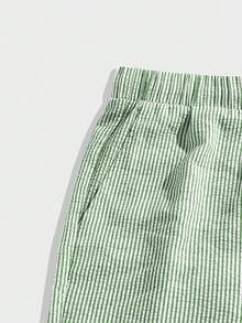 EASEVO Men Plus Size Casual Vertical Striped Woven Shorts, Vacation, Father's Day Gifts, Football - Multicolor - View 3