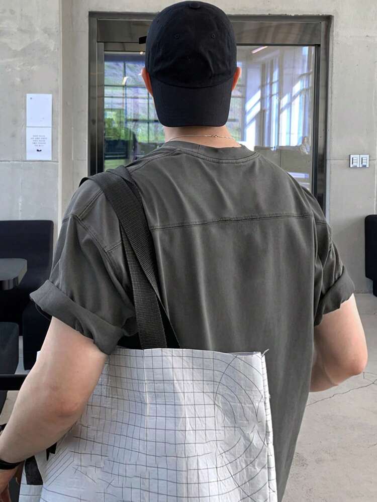 Men's Distressed Washed Deep Grey Round Neck T-Shirt, Summer