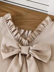 SHEIN Sukienka swobodna dla nastolatek z jednokolorowym, tkanym kołnierzykiem typu stójka, bez rękawów - Morela - Zobacz 9