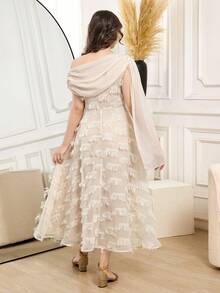 Vestido elegante de unicolor con diseño de borlas y cinta para adolescentes - Albaricoque - Ver 2