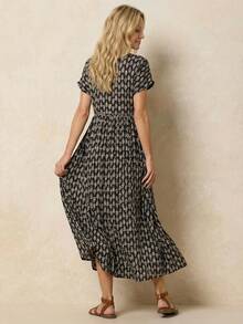 Faunlyn Allover Print High Waist Dress - Multicolor - View 2