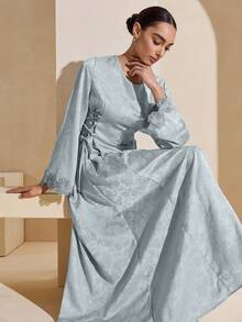 Graceveil Đầm xòe eo bằng vải jacquard thanh lịch dành cho nữ - Màu xanh lam - Xem 7