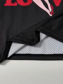 Betty Boop x SHEIN Plus Size Casual Cartoon Pattern V-Neck Short Sleeve T-Shirt, Summer