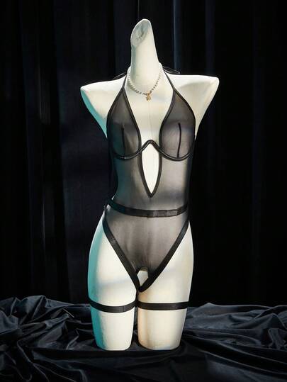 SpicyHot Black Mesh Sexy Backless Jumpsuit, Lingerie For Women,Sexy,Valentine's Day,Sexy Lingerie, Bodysuit Lingerie Lingerie Set