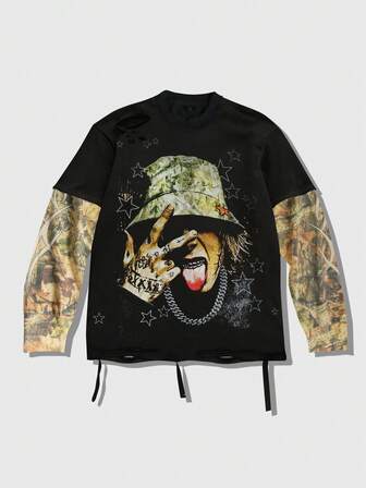 2026 Nouveau sweat-shirt décontracté à manches longues pour hommes, printemps/automne, 2 en 1, Top pour couple