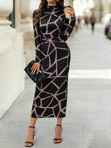 SHEIN Clasi Vestido ajustado de mujer con estampado abstracto - Multicolor - Ver 9