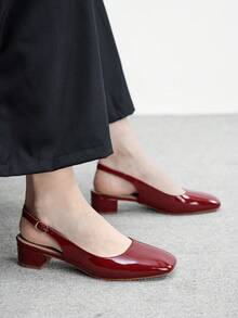 CUCCOO BIZCHIC Damen Spitze Zehen Schnallen Design Mode Alltags Slip-On High Heel Sandalen - Bordeaux - Übersicht 1