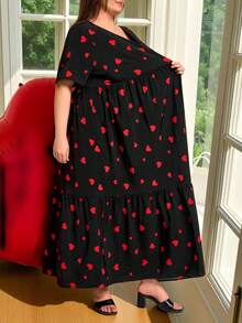 SHEIN CURVE+ CURVE PLUS /Ngày Valentine/Đầm maxi cỡ lớn dành cho kỳ nghỉ biển, nghỉ dưỡng, phong cách Boho, mùa hè/đồng quê/trang phục đi biển/trang phục đi biển/đồ đi biển - Nhiều màu - Xem 7