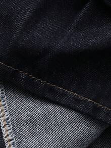 FRIFUL Áo kiểu nữ denim bạc màu, dáng suông, có bèo nhún ở gấu áo. - Màu xanh lam - Xem 8