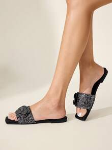 CUCCOO CHICEST Sandali casual e versatili da donna con decorazioni floreali - nero - Visualizzare 7