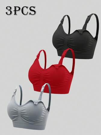 Moonlight & Mama 3 st/set sömlösa minimalistiska enfärgade bekväma högkvalitativa gravid-bh:ar för kvinnor, hög kostnadseffektiva