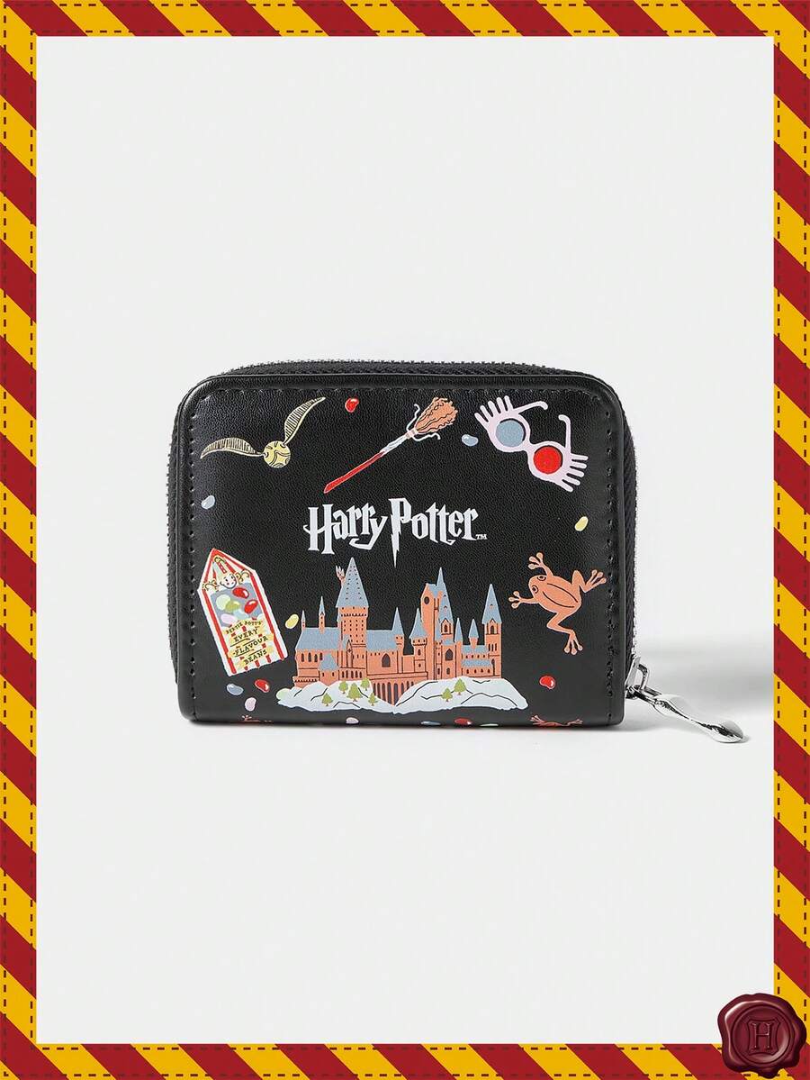 HARRY POTTER X SHEIN 1, Black Candy Dessert Pattern Simple Style Zipper Coin Purse, Suitable For Women. - Black - View 1