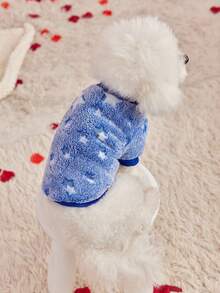 PETSIN 1 Pc Pet Blue Star Flannel Print Glow-In-The-Dark Thick Plush Warm Crew Neck Dog Sweatshirt, Autumn/Winter - Multicolor - View 8