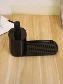 1 Piece Kitchen Multi-Function Soap Dispenser Set With Tray And Sponge Holder, Dish And Hand Soap Dispenser With Stainless Steel Dish Cloth Holder, 4 In 1 Kitchen Sink Countertop Storage Organizer, Useful Kitchen Bathroom Gadgets