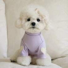 Pc1,Dark Green High Neck Dog Clothes With Heart Patch For Small Dogs Daily Wear - Multicolor - View 7