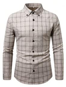 Manfinity CasualCool 男士梭织格纹商务长袖衬衫，秋季款