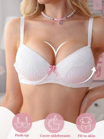 1件蕾丝拼接支撑型女士内衣