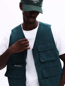 SUMWON Áo gile không tay nhiều túi, khóa kéo phía trước, thích hợp cho các hoạt động ngoài trời. - màu xanh lá - Xem 5