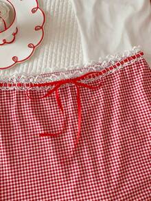 Comfortcana Summer Casual Vacation Textured Low Waist Mini Skirt Summer For Women - Red - View 5