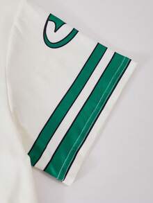 SHEIN ChillGRL Bộ 2 món dành cho nữ tuổi teen, gồm áo thun ngắn tay in họa tiết và quần short ôm sát in họa tiết, phong cách thường ngày đường phố. - xanh quân đội - Xem 3