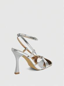 CUCCOO SZL Giày cao gót nữ thanh lịch, khóa cài màu bạc, thích hợp cho việc đi làm. - Bạc - Xem 8