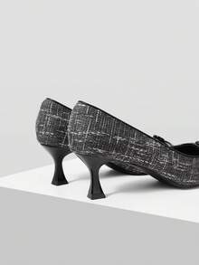 MOTF WOMEN BOW DECOR SQUARE TOE PUMPS VALENTINE'S DAY - Black - View 8