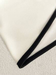 Franclia New Elegant Women Camisole Top, White With Black Contrast, Gold Buckle Waist Design, Slim Fit, Versatile French Style Vest, Suitable For Spring And Summer - Apricot - View 7