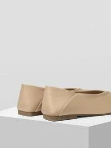 WOMEN PU LEATHER SQUARE TOE FLATS VALENTINE'S DAY - Apricot - View 7