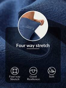 Flexra 女士不对称腰身修身休闲百搭七分牛仔裤 - 中等水洗藍 - 查看 8