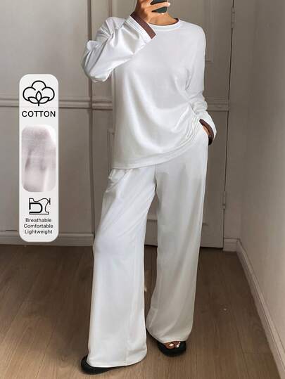 DAZY Women's Casual Loose Colorblock Pajama Set