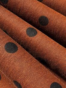 Comfortcana Women's Polka Dot Print Slant Pocket Casual Versatile Jeans - Brown - View 7