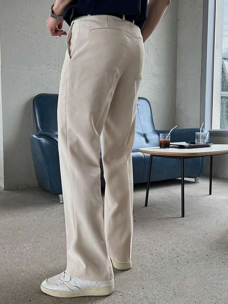 Beige Men's Business Casual Pants, Suitable For Spring And Autumn
