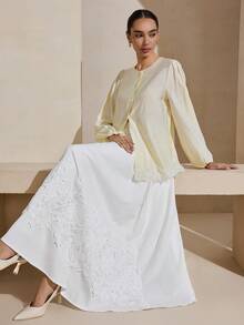 Graceveil 女士优雅刺绣喇叭裙 - 白色 - 查看 4