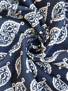 Brillora 女士度假几何印花褶皱高开衩连衣裙 - 藏蓝色 - 查看 11