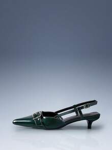 CUCCOO GRLICON 女士Y2K朋克风高跟鞋，适合摩托车骑行、酷女孩、万圣节、圣诞节、派对装扮 - 軍綠色 - 查看 2