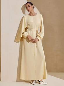 Graceveil Fitted Yellow Elegant Arabic Style Dress For Women - Yellow - View 5
