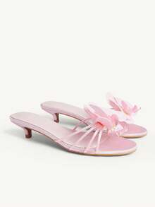 CUCCOO CHICEST Giày sandal cao gót thoải mái dành cho nữ, thích hợp mang hàng ngày, giày mùa hè thanh lịch, giày cưới, giày mùa xuân, giày cô dâu. - Màu hồng nhạt - Xem 2