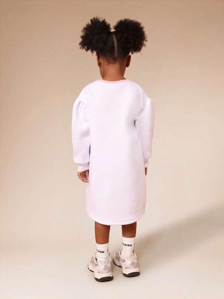 Long Sleeve Character Print Dress With Animal Friends