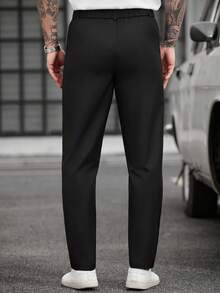 Manfinity CasualCool Pantalones de traje casuales y versátiles de unicolor con bolsillo y botón para hombres - Negro - Ver 2