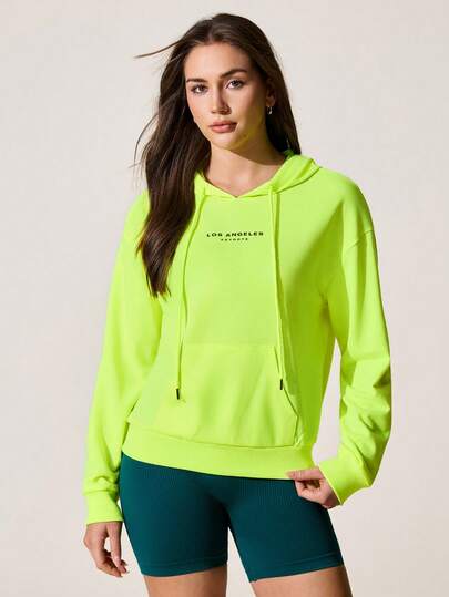 Easithlete Women's Casual Hooded Sweatshirt With Pockets, Loose Fit Letter Print Long Sleeve Pullover, Dopamine Workout Tops For Running Workout Sweatshirts Women's Athleisure Workout Sweatshirt Women's Activewear Workout Sets Women Sweatshirt Women's Athleisure Women's Activewear Women's Athleisure Women's Activewear Neon Sweatshirt Women Green Sweatshirt Women Lime Green Sweatshirt Neon Clothes For Women