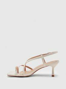 CUCCOO BIZCHIC Women's Square Toe Buckle Design Fashionable Elegant High Heel Sandals Valentine's Day - Apricot - View 10