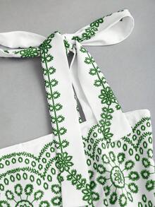 Sweetra Đầm vintage hoa nhí thắt eo dành cho nữ, chất liệu nhẹ sang trọng, không tay, màu đỏ, dáng ôm, gợi cảm, thích hợp cho kỳ nghỉ hè và tiệc tùng. - màu xanh lá - Xem 4