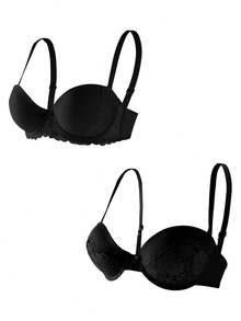 DesireSculpt 2pcs/Set Women's Black Underwire Bras - Black - View 6