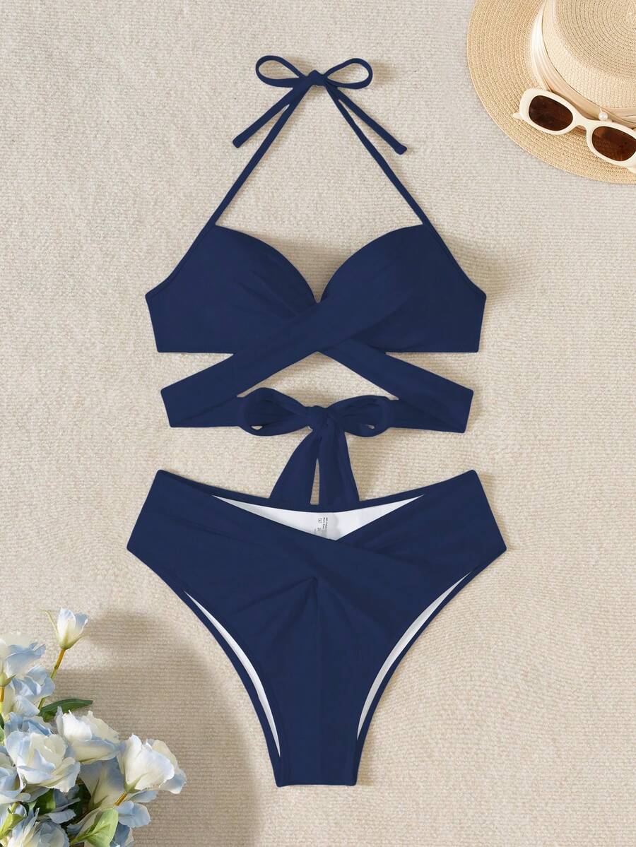 Swim Vcay Bikini màu trơn, không gọng - Màu xanh lam - Xem 1