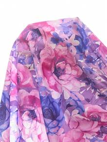 SHEIN Tween Girl Bow Decor Floral Pattern Cute Dress - Blue - View 7