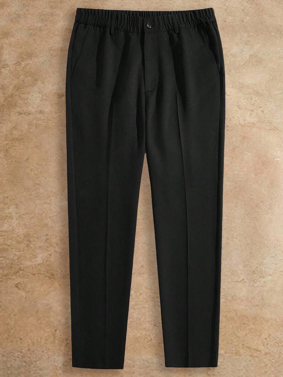EASEVO Plus Size Men's Casual Solid Color Suit Pants